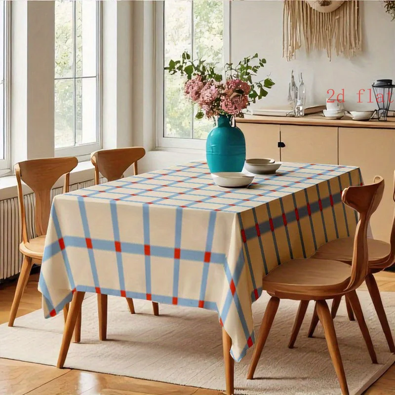 One piece. Soft, fashionable and beautiful blue and red checkered tablecloth, a fine gift.