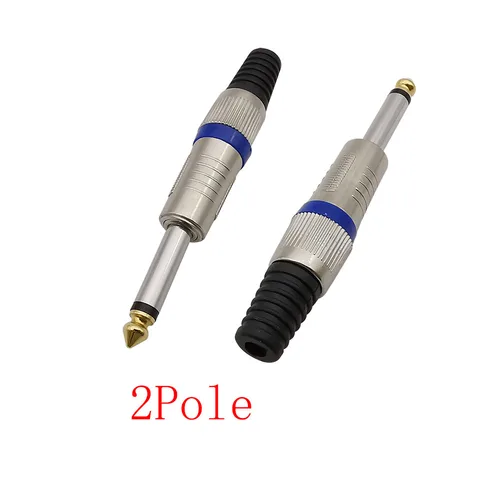 Imagen 2 del producto 10 unids/lote Mono/estéreo 6,35mm enchufe macho conectores de micrófono de Audio tipo de soldadura 6,35 TS TRS Audios amplificador enchufes reparación DIY