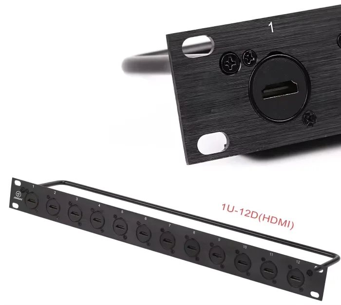 

8/12/16-port 19-inch 1U rack-mount HDMI panel D-type socket for audio sound cables and 4K high-definition sockets