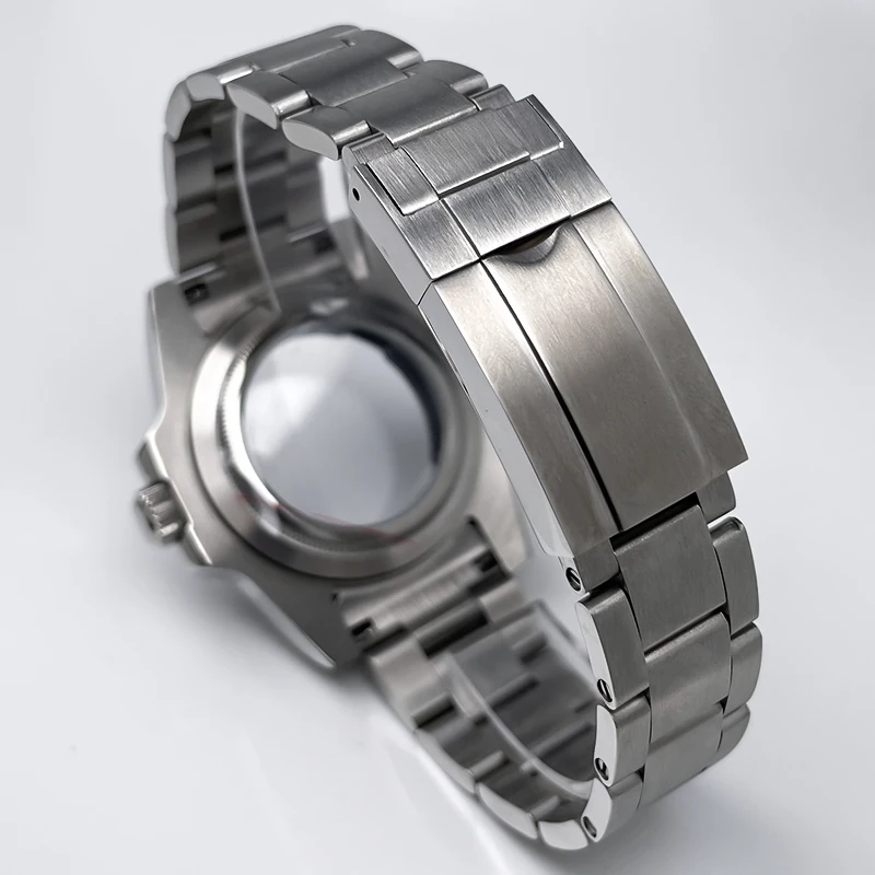40MM Replacement Watch Case Set Stainless Steel Fit 8215 Movement, Sapphire Crystal, 120‑Level Adjustment, Matte Steel Strap