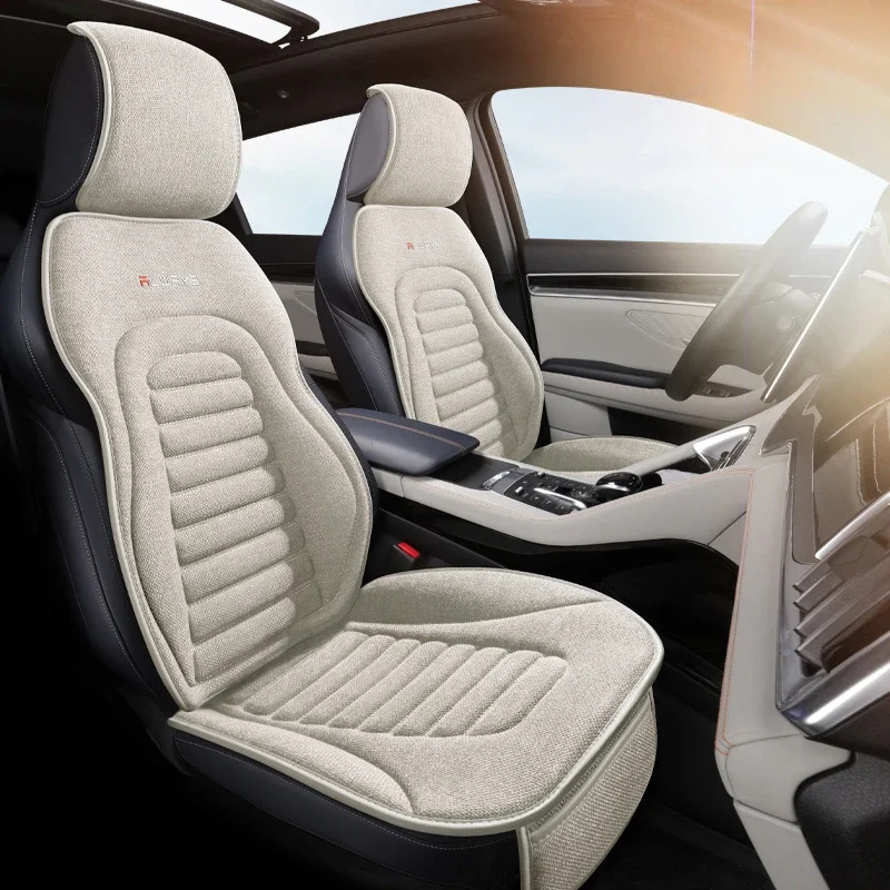 

Flax Universal Car Seat Covers Four Season Breathable Car Seat Protector Pad Auto Accessories Interior Car Seat Covers Full Set
