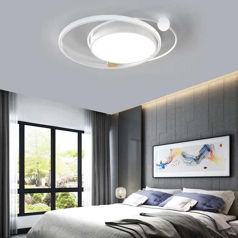 Neuer Ring rundes Gold einfaches Design Fernbedienung Licht moderne LED Kronleuchter für Schlafzimmer Wohnzimmer Küche Studie Decken leuchte