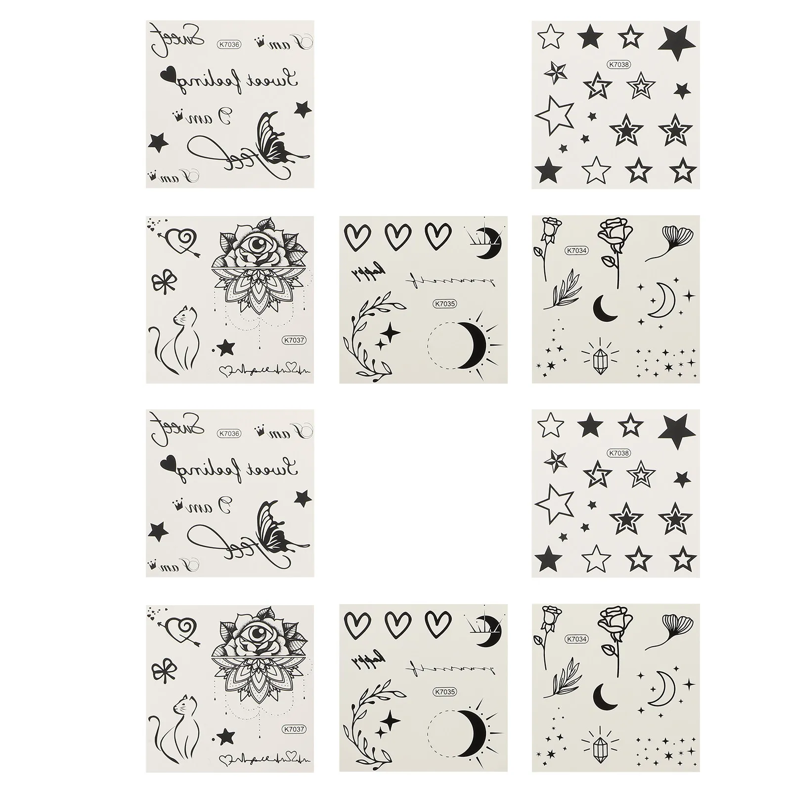 

10pcs Temporary Tattoos Stickers Sweatproof Waterproof Lovely Design Removable Decals Body Art Pvc Charm Enhancement Durability