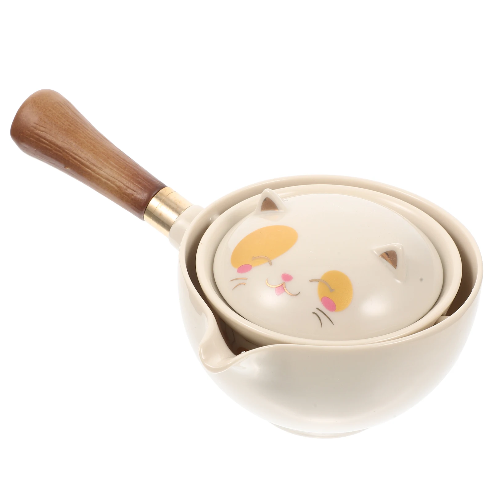 

Exquisite Ceramic Teapot Traditional Kung Fu Degree Rotating Easy Pouring Tea Brewing Tool Home Office Use