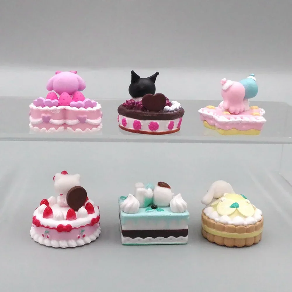 Sanrio 3Cm Mijn Melodie Figuur Anime Kawaii Cake Stijl Cinnamoroll Kuromi Hello Kitty Cat Actie Collectie Geschenken Speelgoed Voor Kinderen