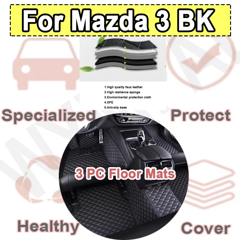

Luxury Custom Automotive Car Floor Mats For Mazda 3 BK 2003 2004 2005 2006 2007 Auto Leather Car Mats Full Cover Accessories