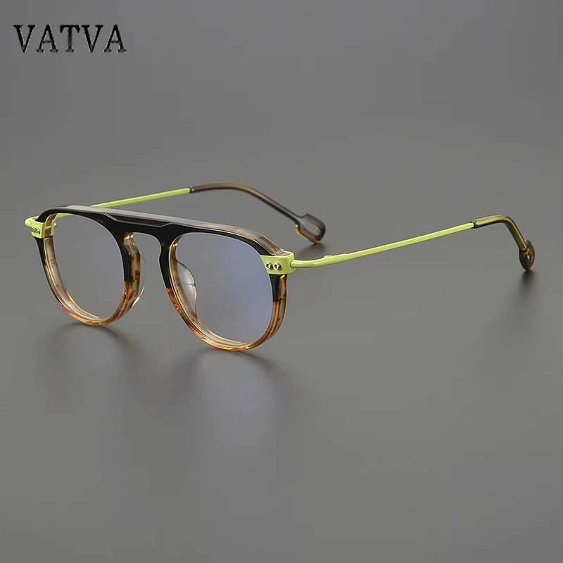 Top Quality Luxury Round Acetate Titanium Glasses Frame Fashion Design Men Women optical Myopia Presbyopia prescription eyewear