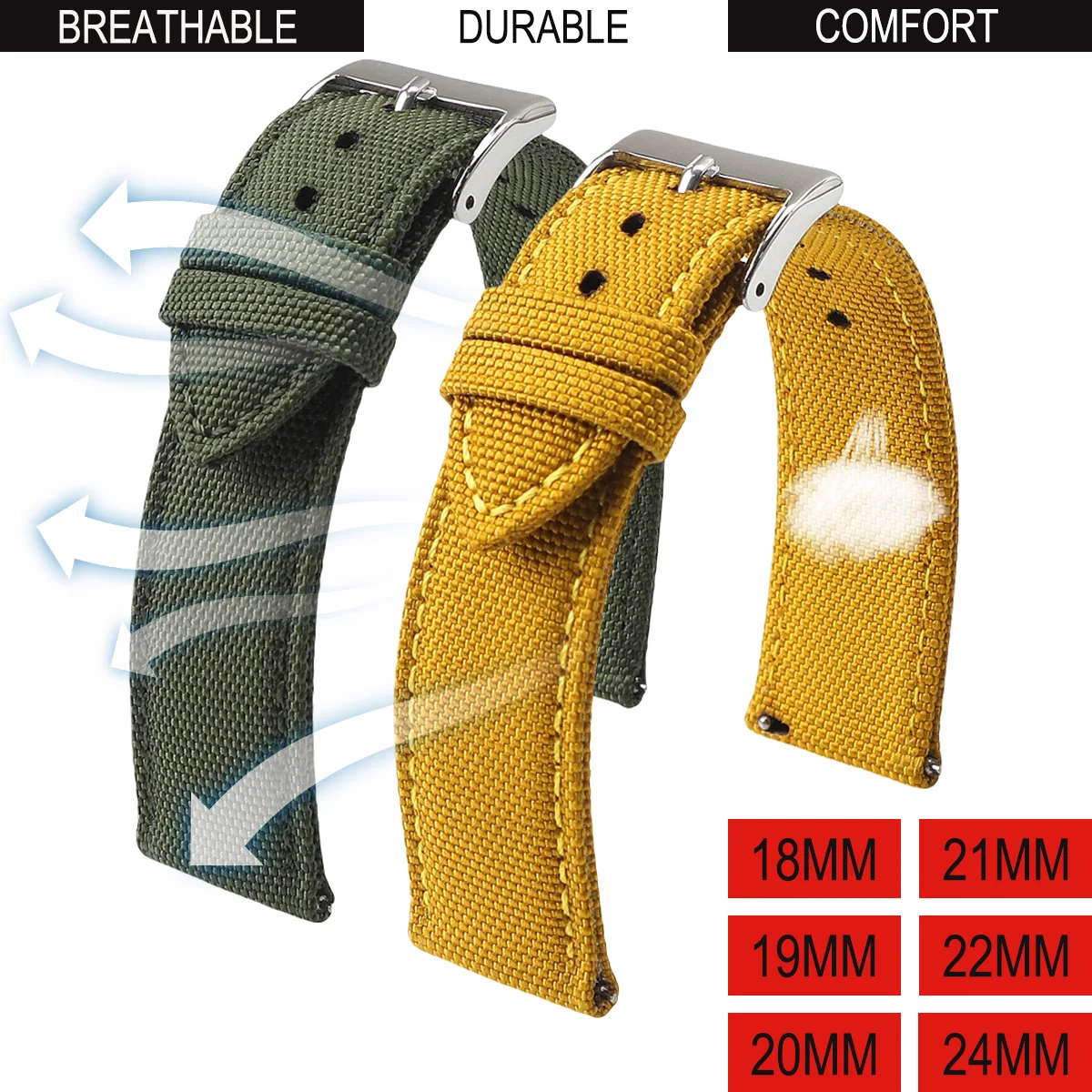 Sailcloth Watch Strap Two-Sided Breathable Nylon Band 16mm 18mm 19mm 20mm 22mm 24mm Watchband Quick Release Men For Omega