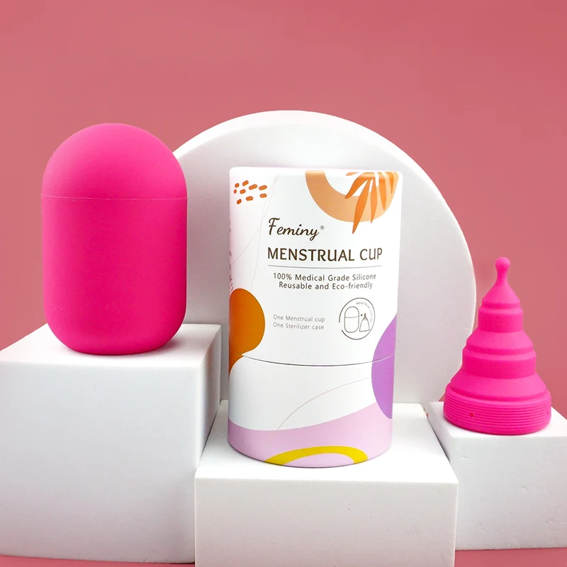 Women's Menstrual Cup With Sterilizer Hypoallergenic Medical Silicone Foldable Period Cup And Sterilization Case Holder Set