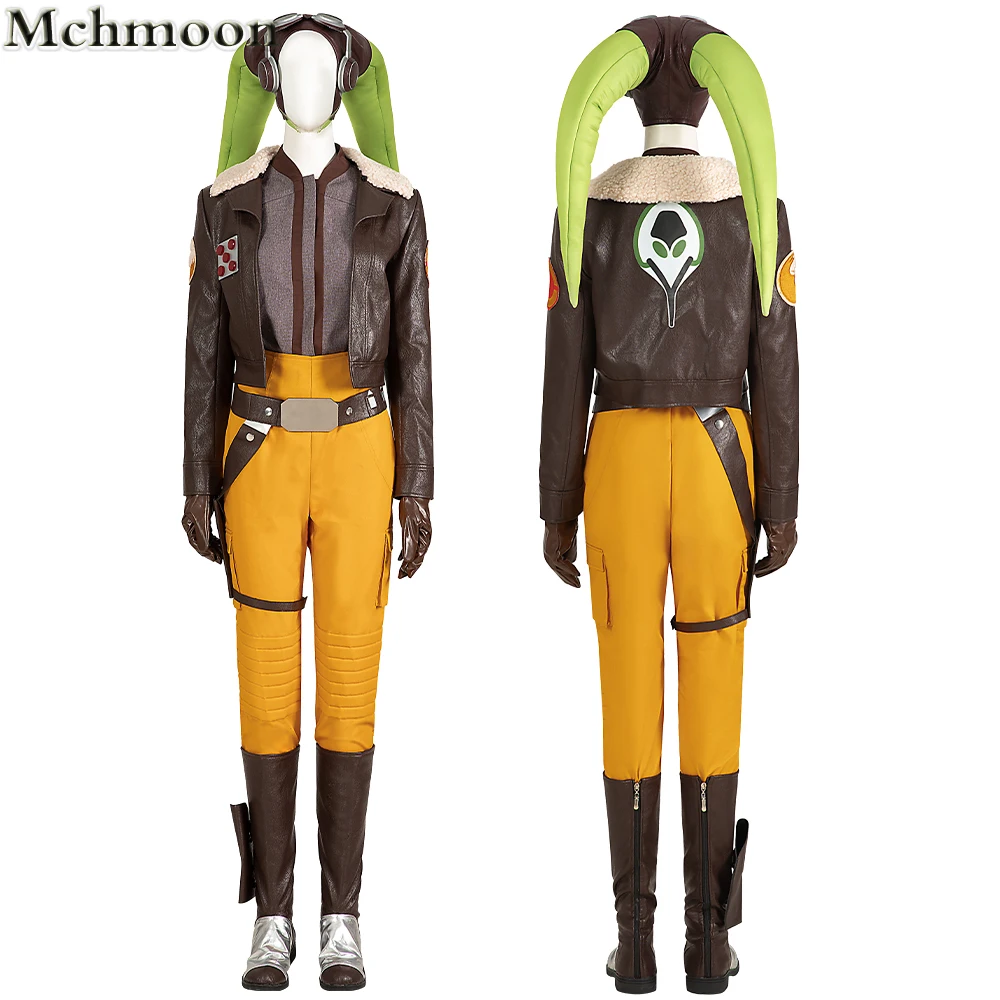 Movie Ahsoka Hera Syndulla Pilot Costume Women Hera Cosplay Jacket Pants Full Set Deluxe Battle Suit Halloween For Hat And Shoes