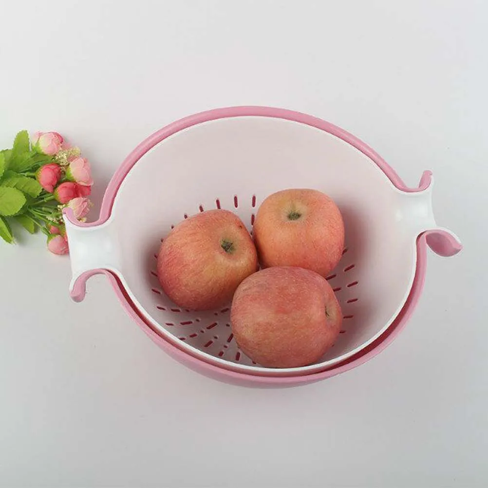 

Large Colander Bowl Set Pink 2-In- Strainer Detachable Food Grade Pp Washing Bowl For Draining Pasta Vegetables