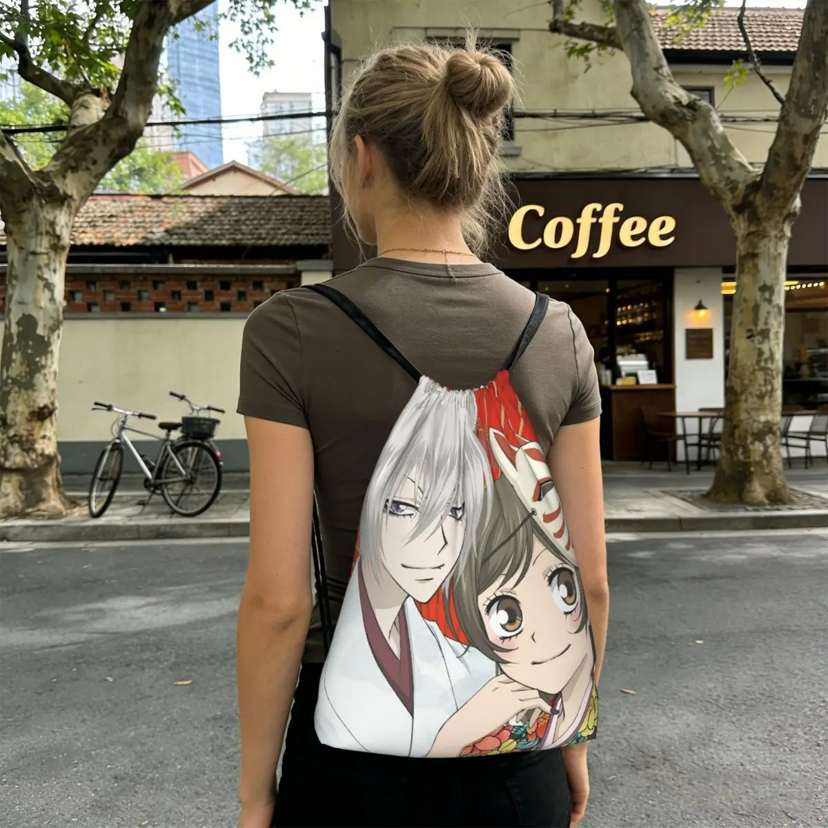 

Kamisama Kiss Tomoe Anime Backpacks Fashion Drawstring Bundle Pocket Storage Bag Book Bags for Man Woman School