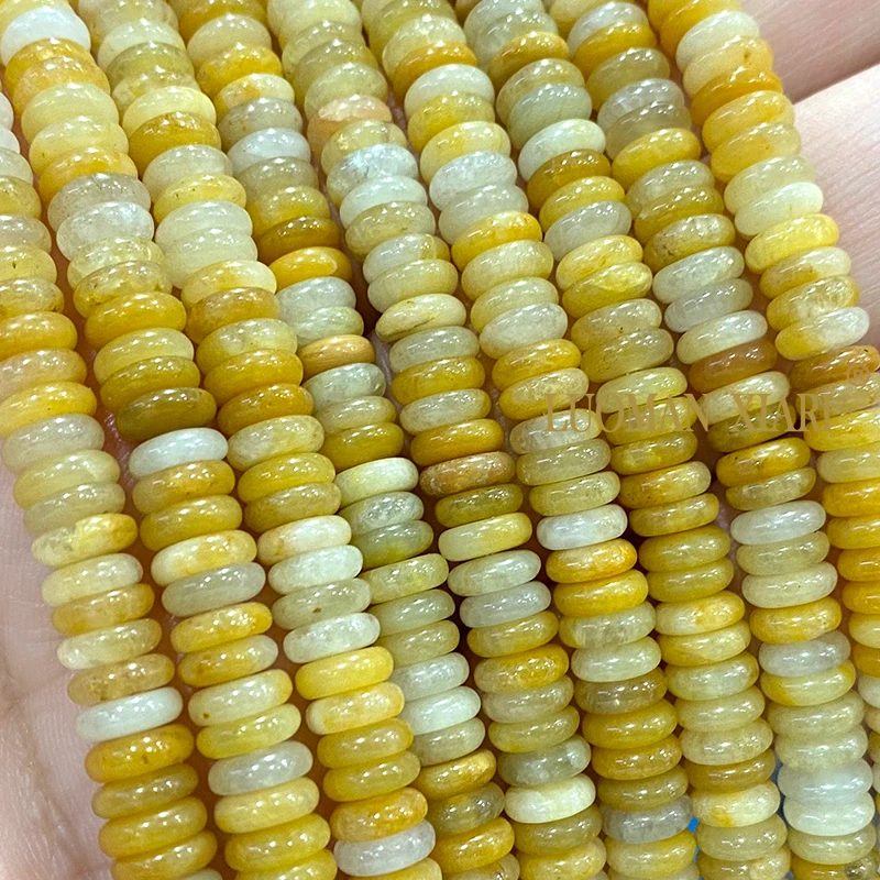 2x6MM Rondelle Natural Stone Yellow Topazs Jades Flat Round Spacer Beads for Jewelry Making Diy Bracelet Earrings Accessories