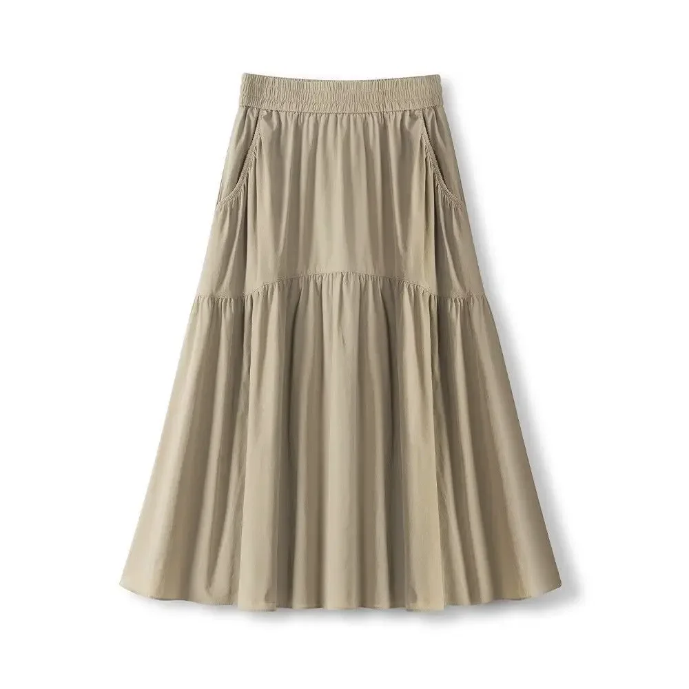 

Stylish A-line High Waist Pocket Skirt for Women's Summer New Casual Loose Slimming Commuting Skirt Fashion Women's Clothing
