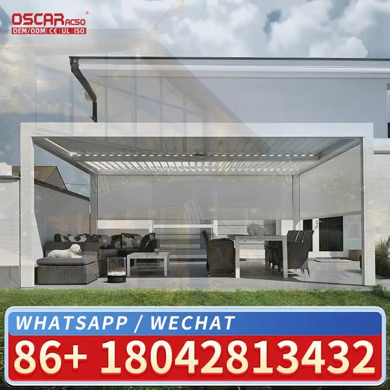 Motorized Adjustable Louvered Pergola Outdoor Patio Gazebo for Backyard Garden Poolside Sun Shading pergola