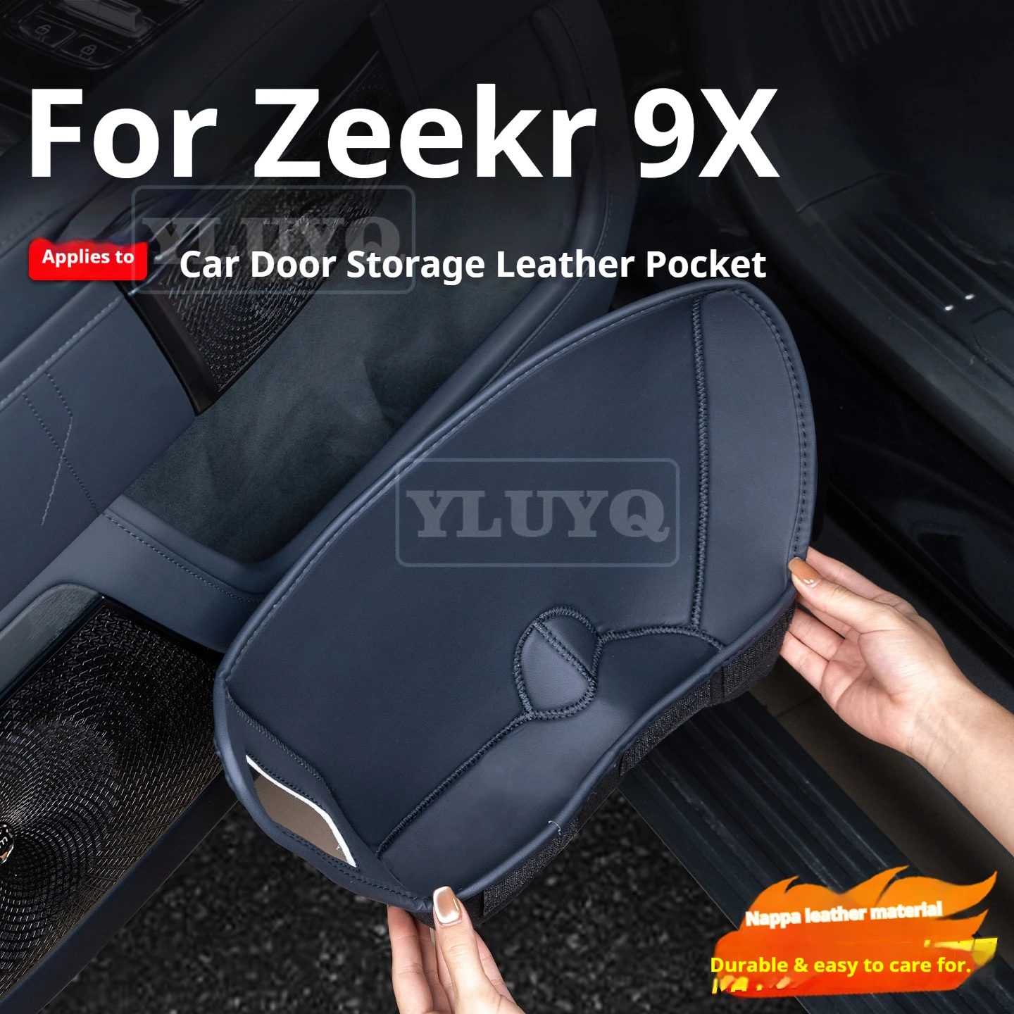 

ZEEKR 9X Car Door Storage Box Leather Suede Full Cover Storage Box Interior Modification Accessories
