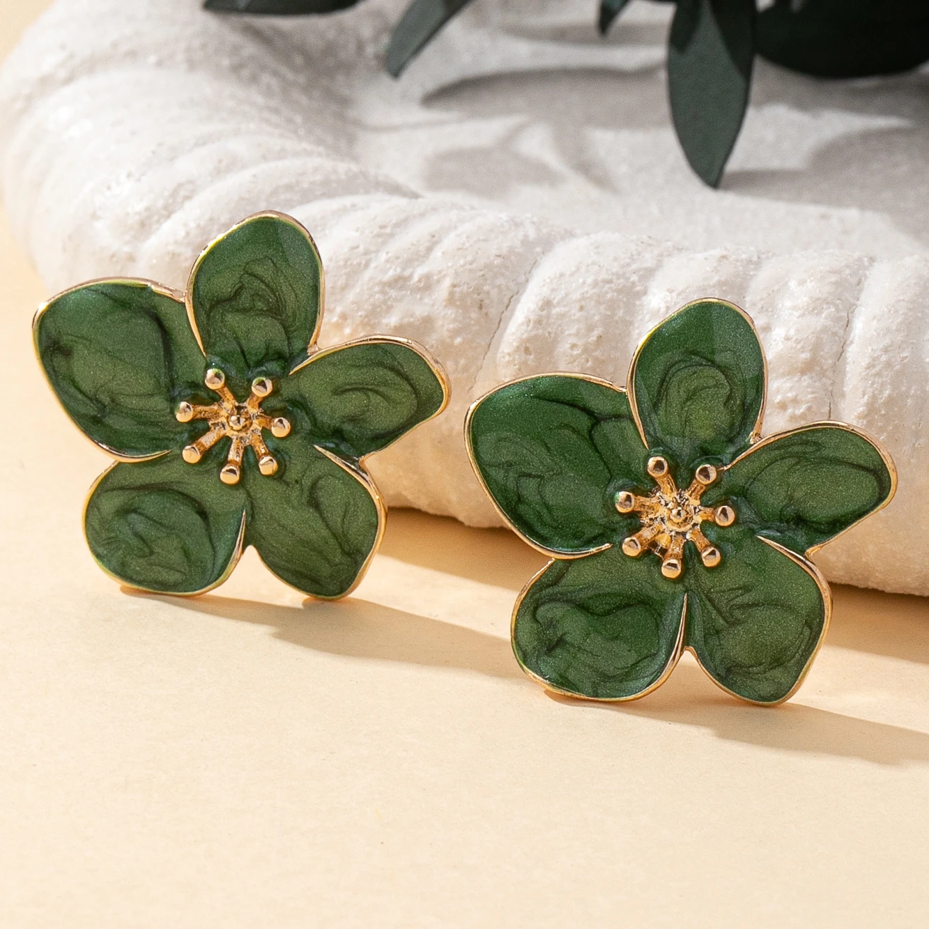 Women's Three-Dimensional Flower Design Enamel Earrings