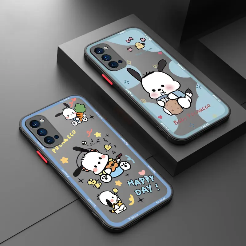 Cute Pochacco Translucent Phone Case For OPPO A57 A58 A74 A78 A94 4G A55 A98 5G A15 A16 A17 A31 A36 A38 A52 A59 A53 A93 2020