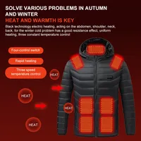 9 Heated Areas Jackets Unisex Electric USB Heating Clothing Skiing Thermal Clothing Heated Coats For Hiking Camping Skiing