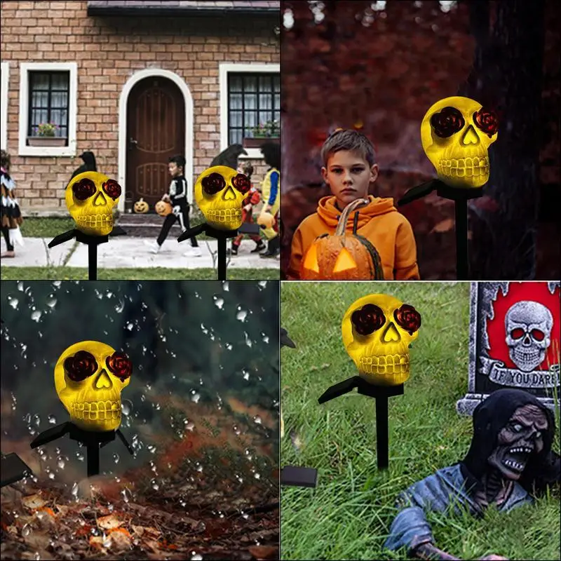 

Ghost Solar Lights Skull Light Halloween Garden Waterproof Halloween Ambiance Smart Haunted Pathway Lights Garden Decoration