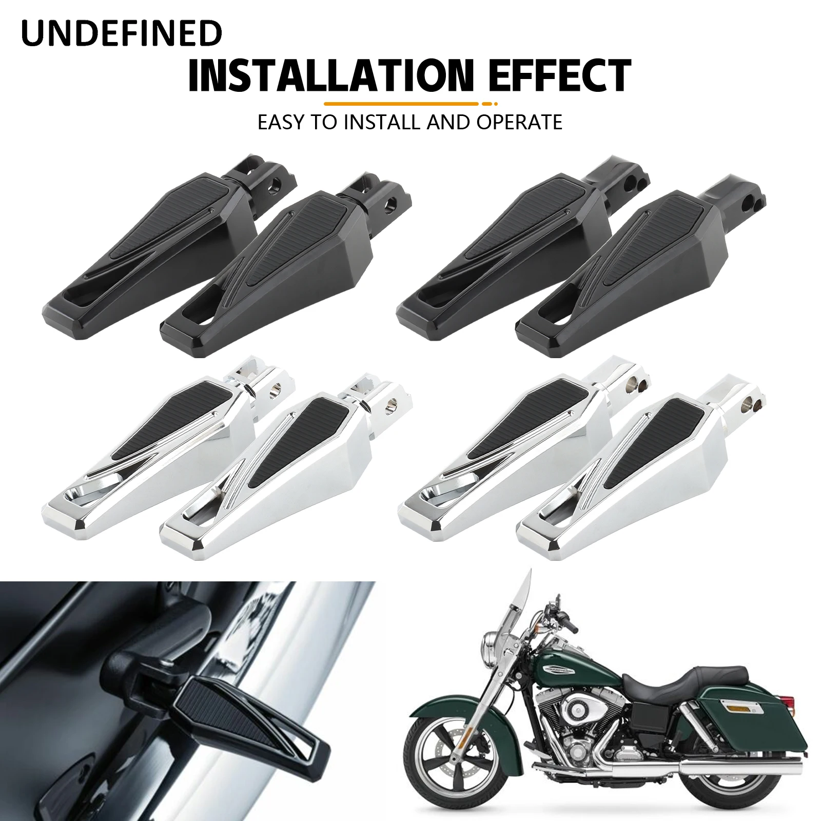 Phantom Foot Pegs Front Rear Footrests Pedals for Harley Softail Fat Boy Street Bob Low Rider S FXBB FXLR FXFB FLSL 2018-2023