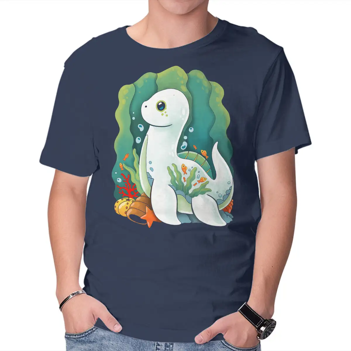 Plesiosaurus Anime Graphic T-shirts for Men Clothing Women Short Sleeve Tees Vintage High Quality 100%Cotton