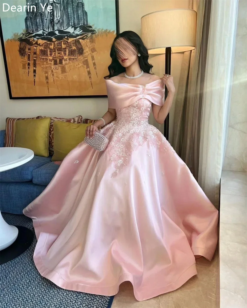 Customized Formal Dress Evening Dearin Off-the-shoulder Ball Floor Length Skirts Draped Ruffle Applique Print Bespoke Occasion D