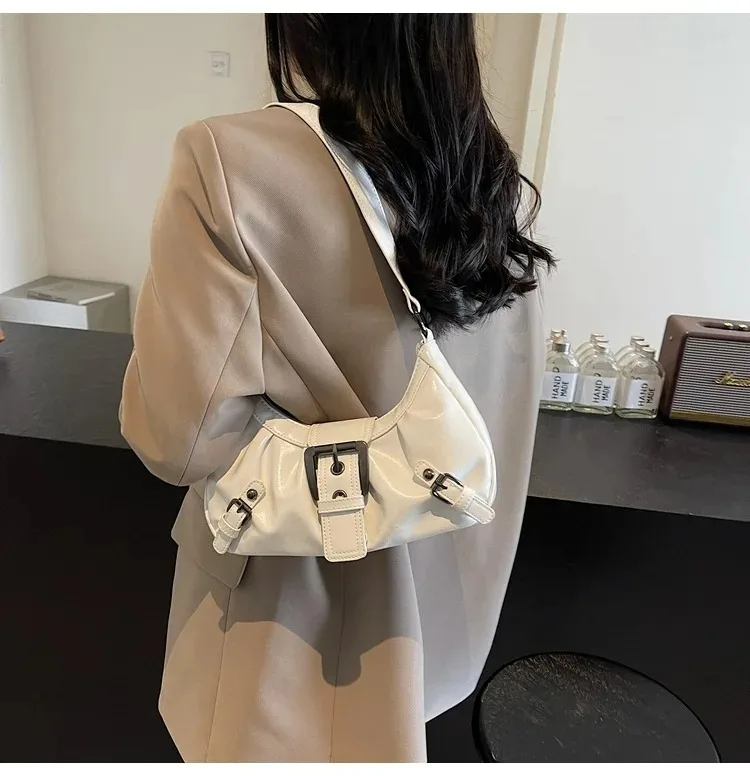 Retro Y2K Plissierte Hobo-Schultertasche für Damen, Trendige Maillard-Style Unterarmtasche, Clutch-Handtaschen für Reisen, Arbeit und Shopping – Detail 25