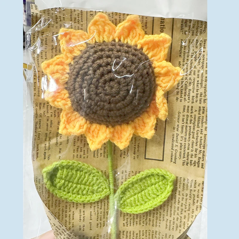 Artificial Sunflower for Garden Wedding Cafe Store Decor Valentine\'s Day Gift for Girlfriend Yarn Crochet Packaging Sunflower