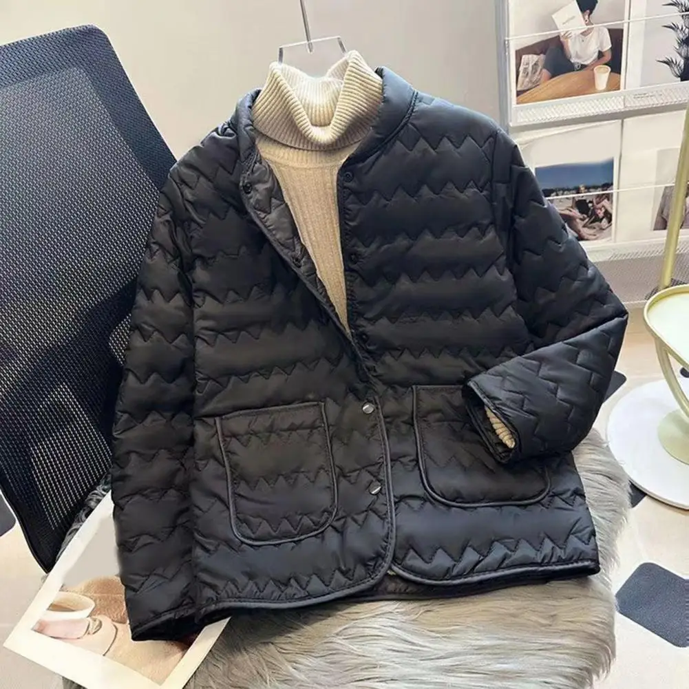 Women Coat Polyester Women’s Quilted Down Jacket Lightweight Puffer Coat with Pockets Long Sleeve Winter Outerwear Stylish