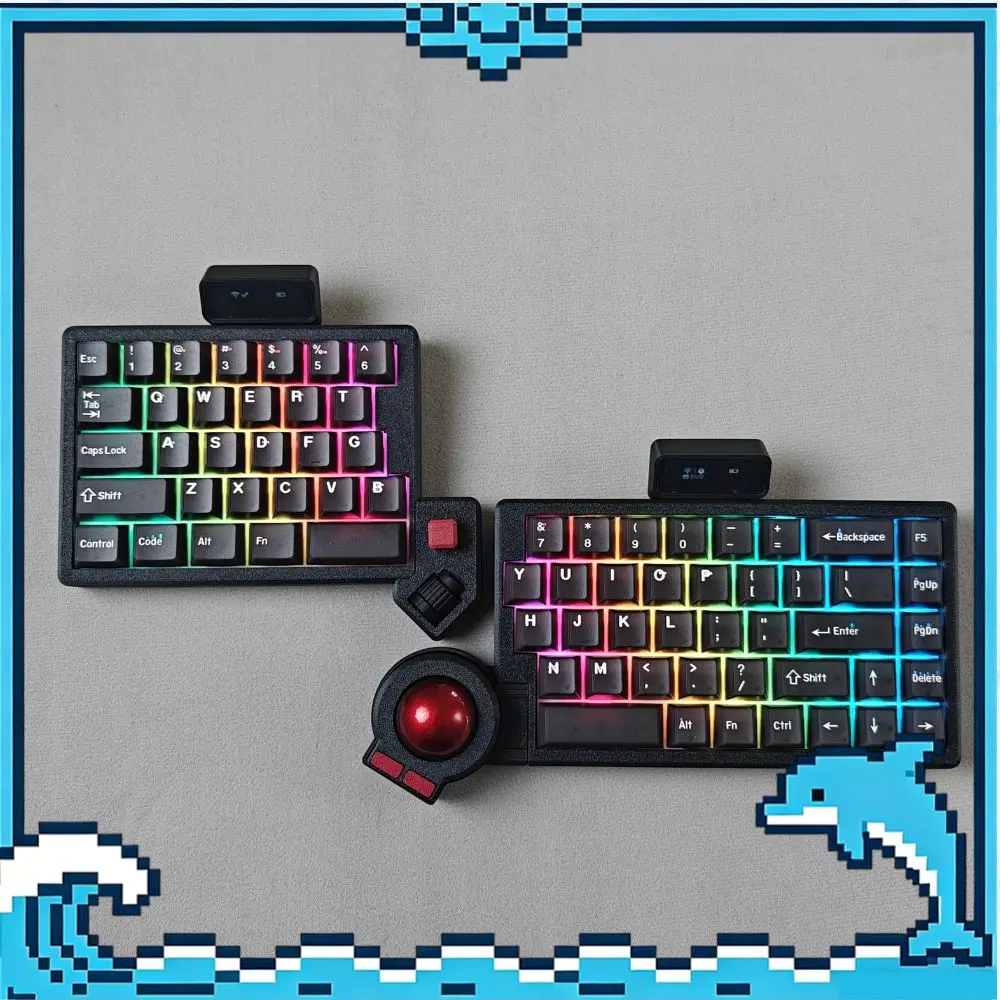 Wireless Split Mechanical Keyboard Kit 2.4g Wireless Hot-Swap Screen RGB Custom Trackball Ergonomic Office Gaming Keyboard ZMK