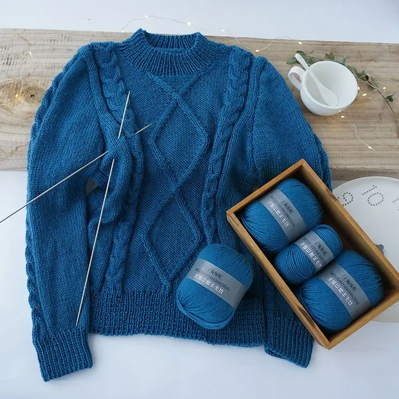 500g/set Medium Thick Cashmere Yarn 4ply for Hand Crochet Knitting Sweater Pants Warm Woolen 100% Wool Thread Soft Skin-friendly