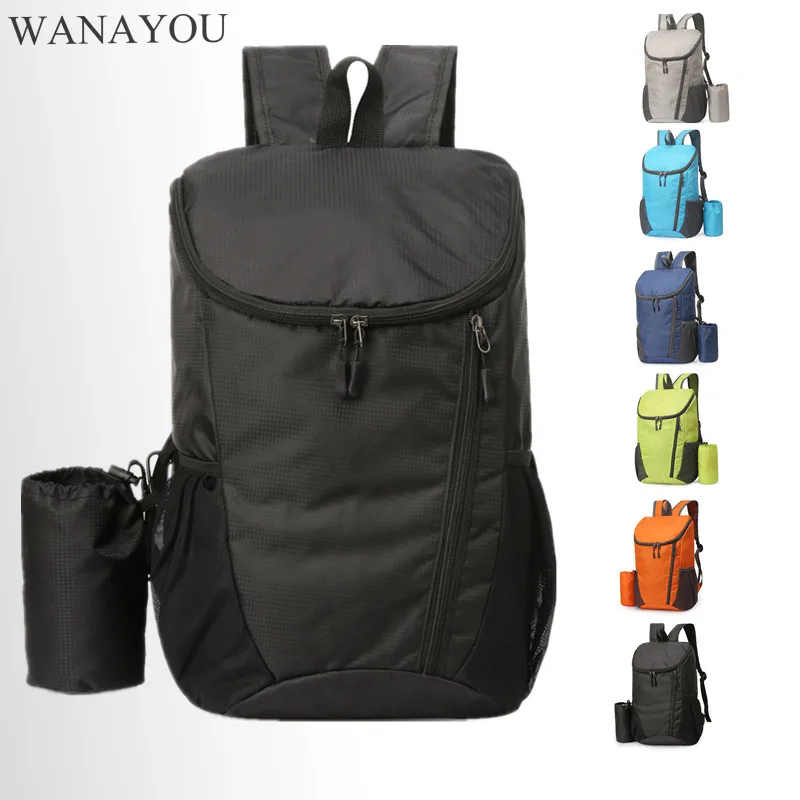 

WANAYOU Foldable Backpacks, Light Weighted Outdoor Bags, Large Capacity Portable Gym Fitness Bag with Side Pockets