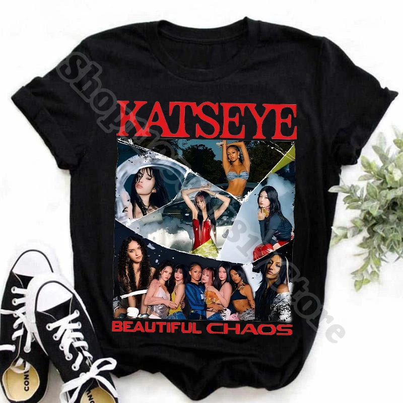 Женская хлопковая футболка с короткими рукавами, топы KATSEYE, модная футболка в стиле аниме, летняя повседневная одежда для взрослых, футболка для девочек, рождественские подарки