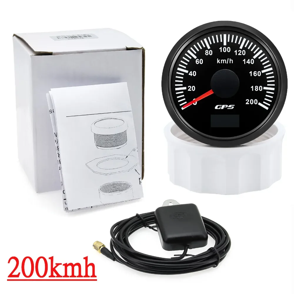 30/60/80/120/200 km/h 52 mm digitales GPS-Tachometer mit Antenne, Boot, Auto, Geschwindigkeitsmesser, 7-Farben-Hintergrundbeleuchtung, 12 V, 24 V