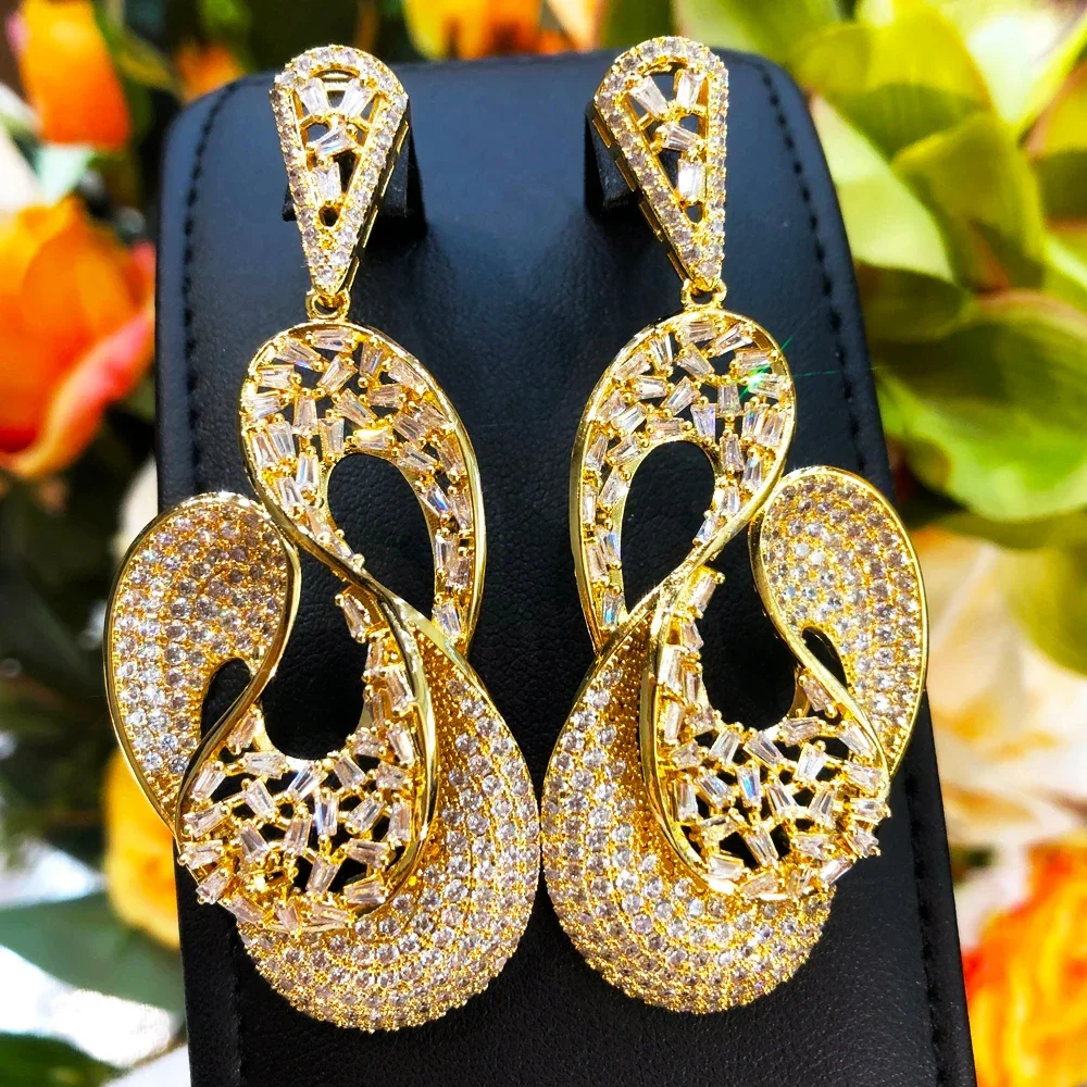 

Kellybola Be Original Women Luxury Pendant Earrings For Noble Women Wedding Party Cubic Zircon Dubai Серьги 2023 Тренд Jewelry