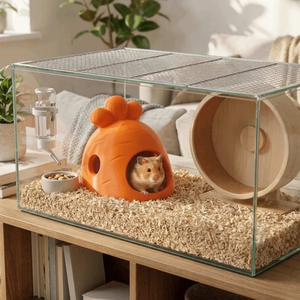 Tunnel Toy 3D Printed Carrot Shaped Hamster House Creative Plastic Hamster Hideout Cartoon Small Animal Cage Small Pets Housing