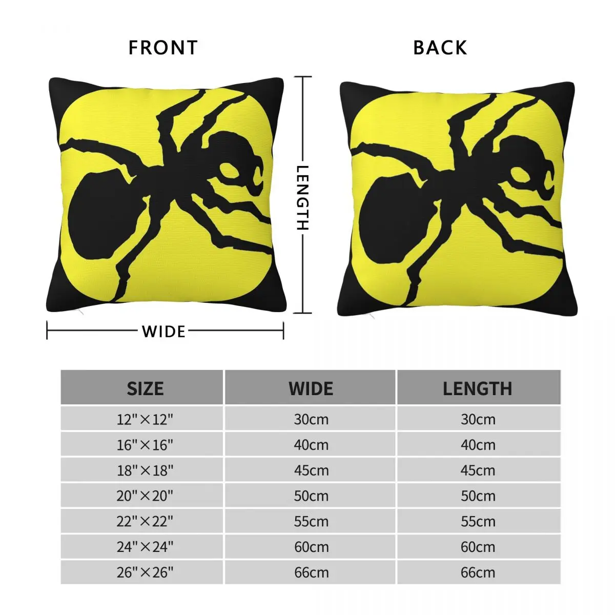 Techno Rave Ant Square Pillowcase Polyester Linen Velvet Pattern Zip Decorative Pillow Case Bed Cushion Cover Wholesale