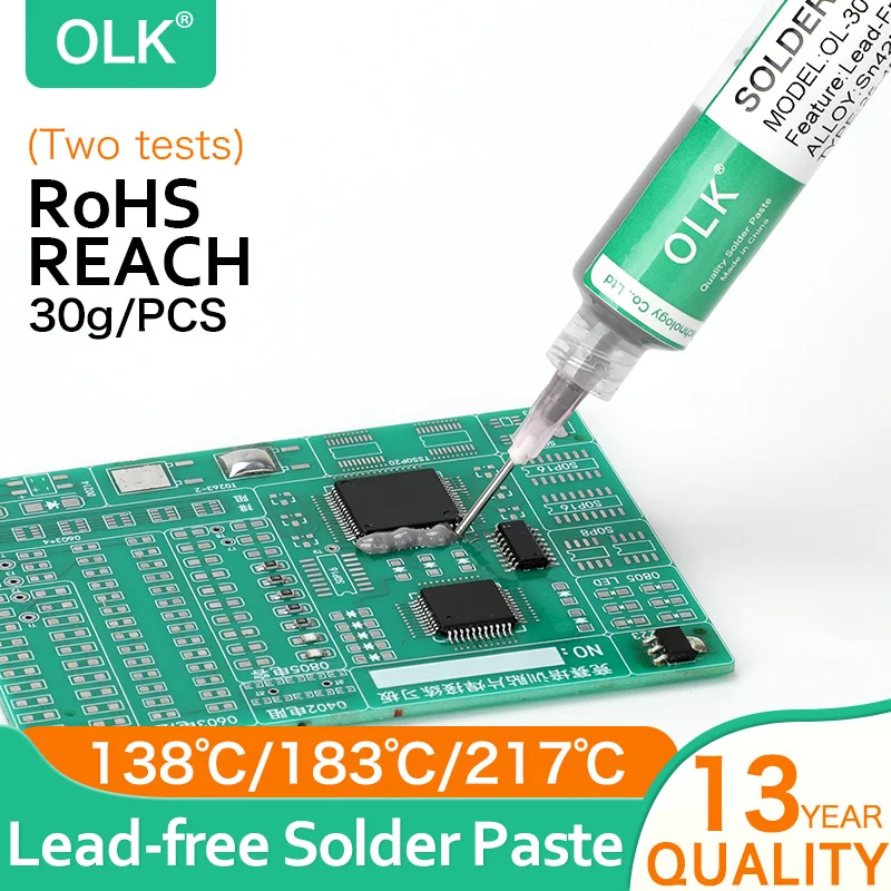 Low Temperature Lead-free Syringe Smd Solder Paste Flux For Soldering Led Sn42Bi58 Sn63Pb37 SMD Repair Welding Paste