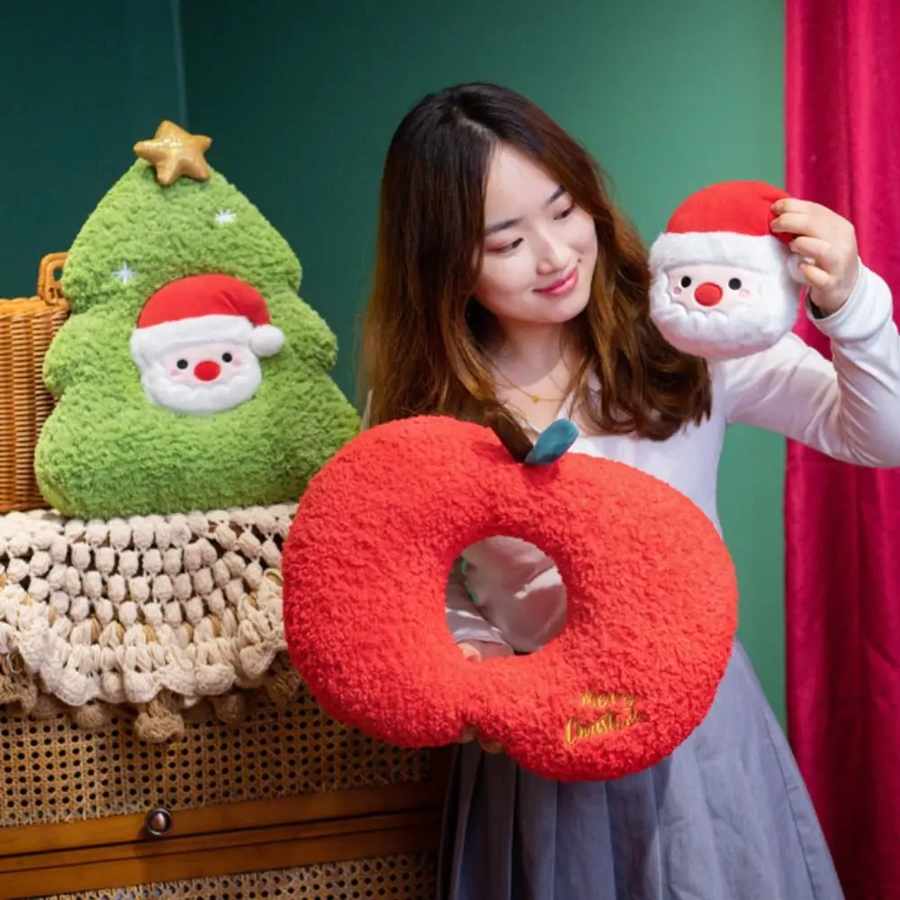Babbo Natale carino albero di Natale cuscino di peluche Kawaii super morbido cuscino di tiro cartone animato farcito albero di Natale vivaio