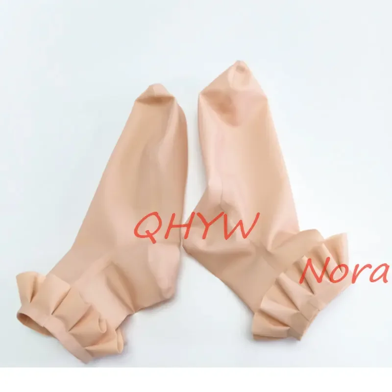 Latex Rubber Short Socks Flesh Color Fashion Cosplay Custume Sexy Fetish Party Club Wear for Women