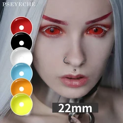 PSEYECHE 22mm Sclera Lens 2 pieces Halloween Contact Lenses Cosplay Lens White Lenses Red Mesh Full eye Crazy Lenses Accessories