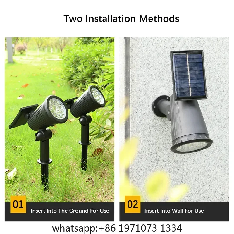 9 LEDs Solar Spotlights Outdoor IP65 Waterproof Spot Lights Brightness Adjustable for Garden Backyard Driveway Patio Decor