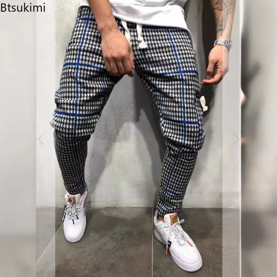 2026 Men's Casual Striped Trousers Comfortable Elastic Waist Drawstring Sweatpants Streetwear Spring Autumn All Match Men Pants