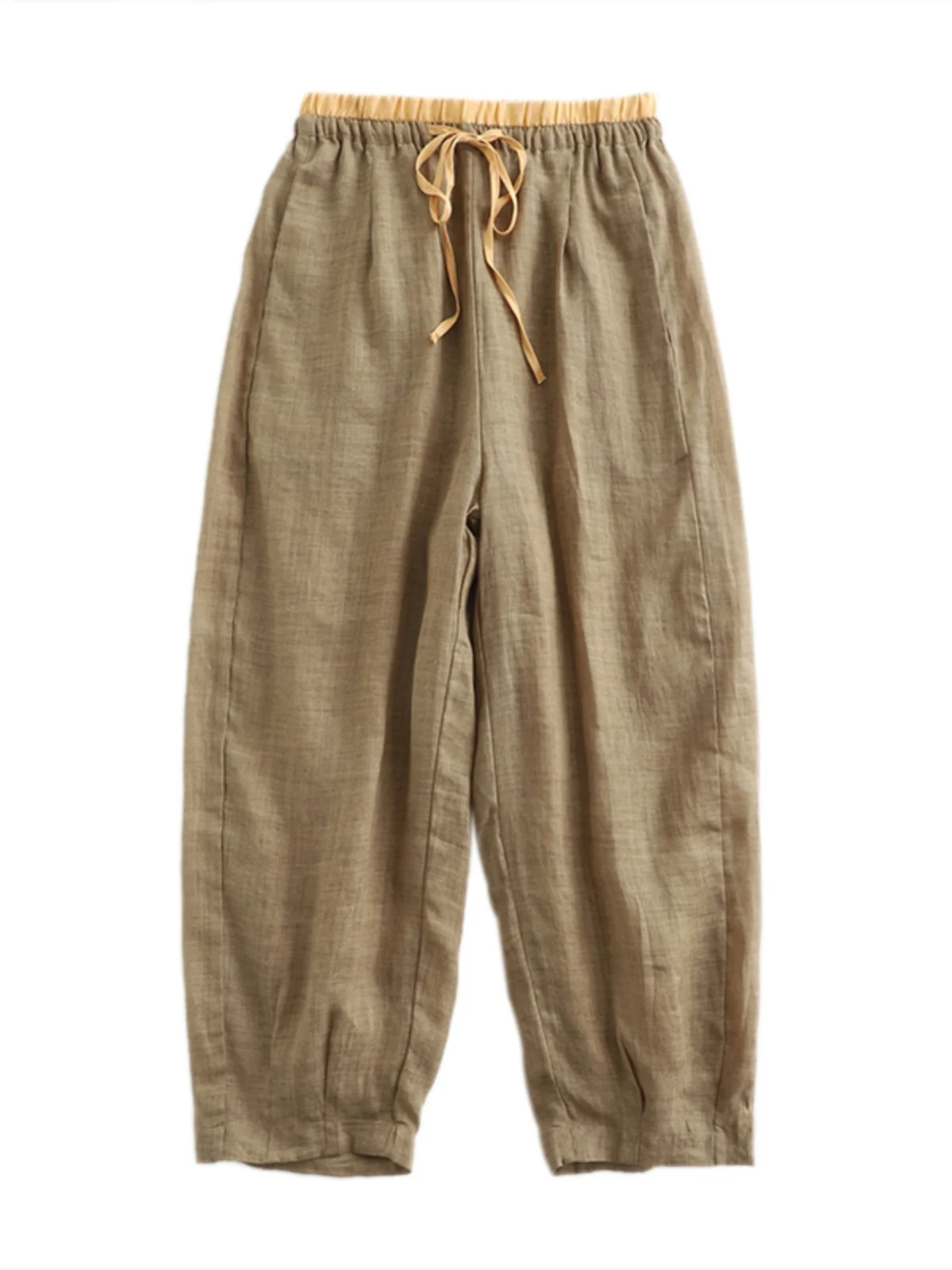 Summer Thin Cotton Linen Harem Pants Women's plus Size Loose Fit Belted Nine Points Carrot ape Trousers Artistic Commute Sle