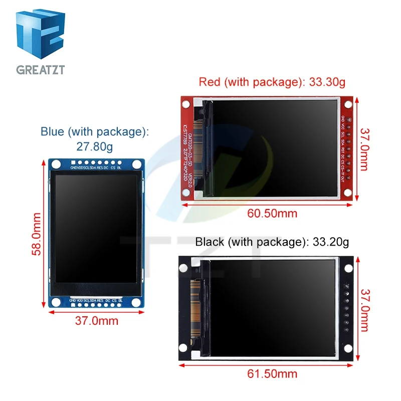 2.0 inch TFT Display OLED LCD Drive IC ST7789V 240RGBx320 Dot-Matrix SPI Interface for Arduio Full Color LCD Display Module