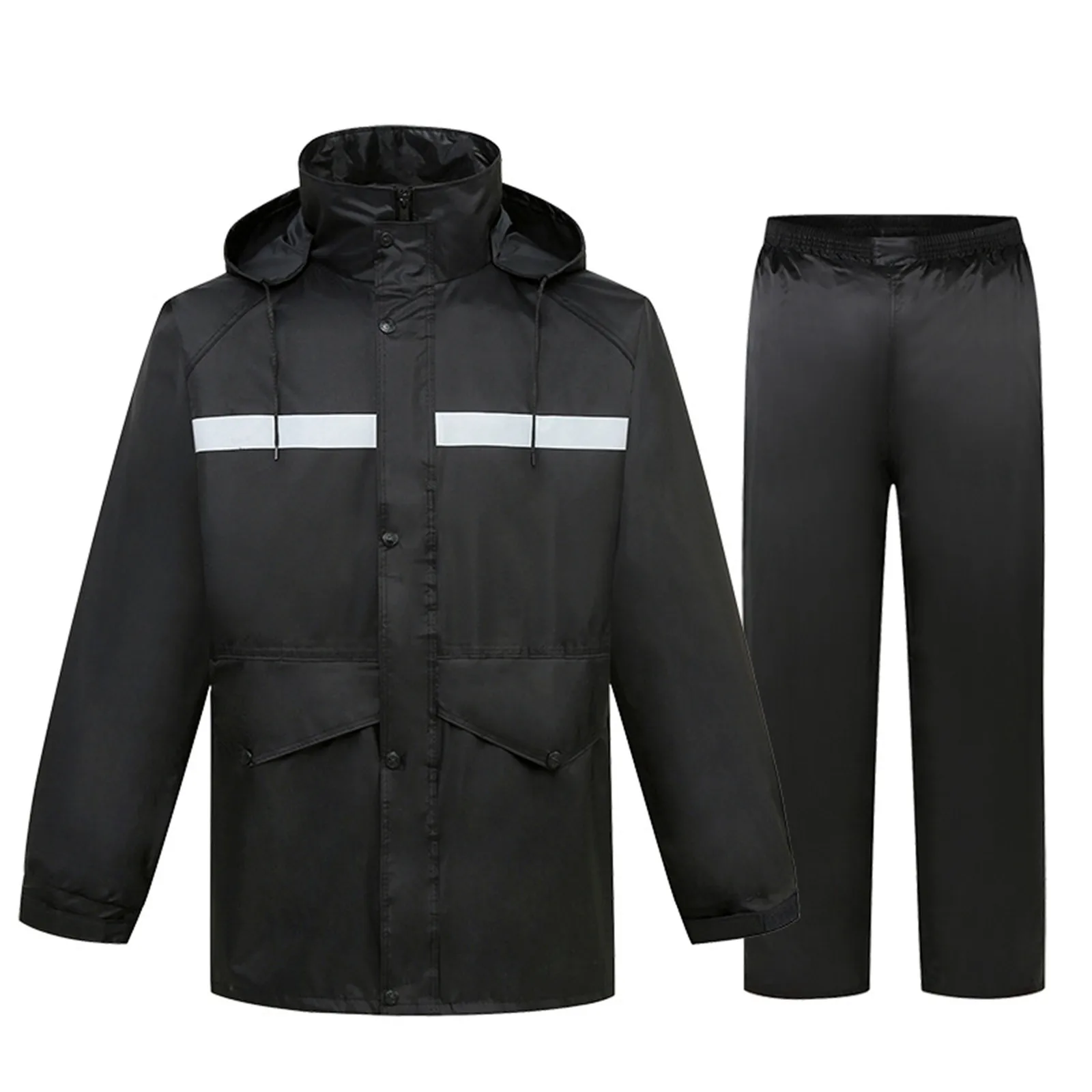 

Men Raincoats Suit Motorcycle Rain Coat Pants Reflective Strip Waterproof Rain Jacket Cycling Hiking Protective Rain Gear Sets