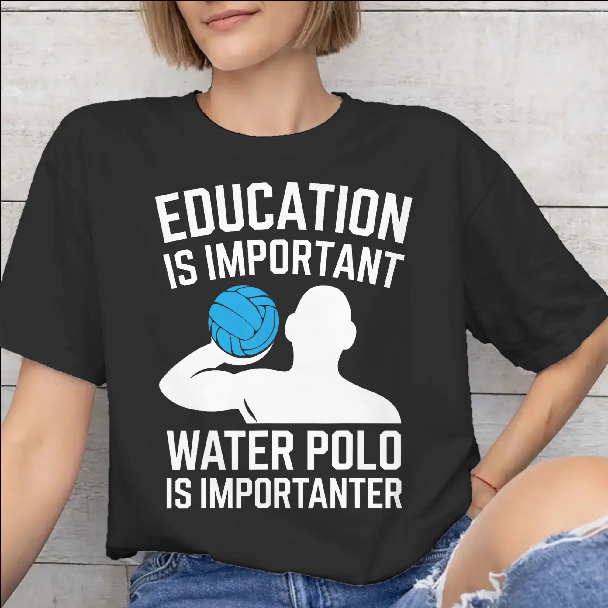 Men Women Printed Water Polo Player   Tee T Shirt Cotton  T-shirts Clothing
