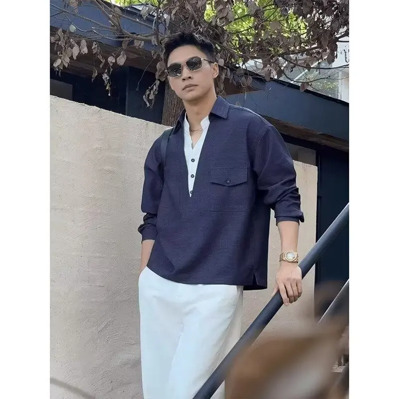 

Faionable Loose Long Sve Men's irt Autumn Winter plus Size 250 Pou Color American Workwear Sle Casual irt