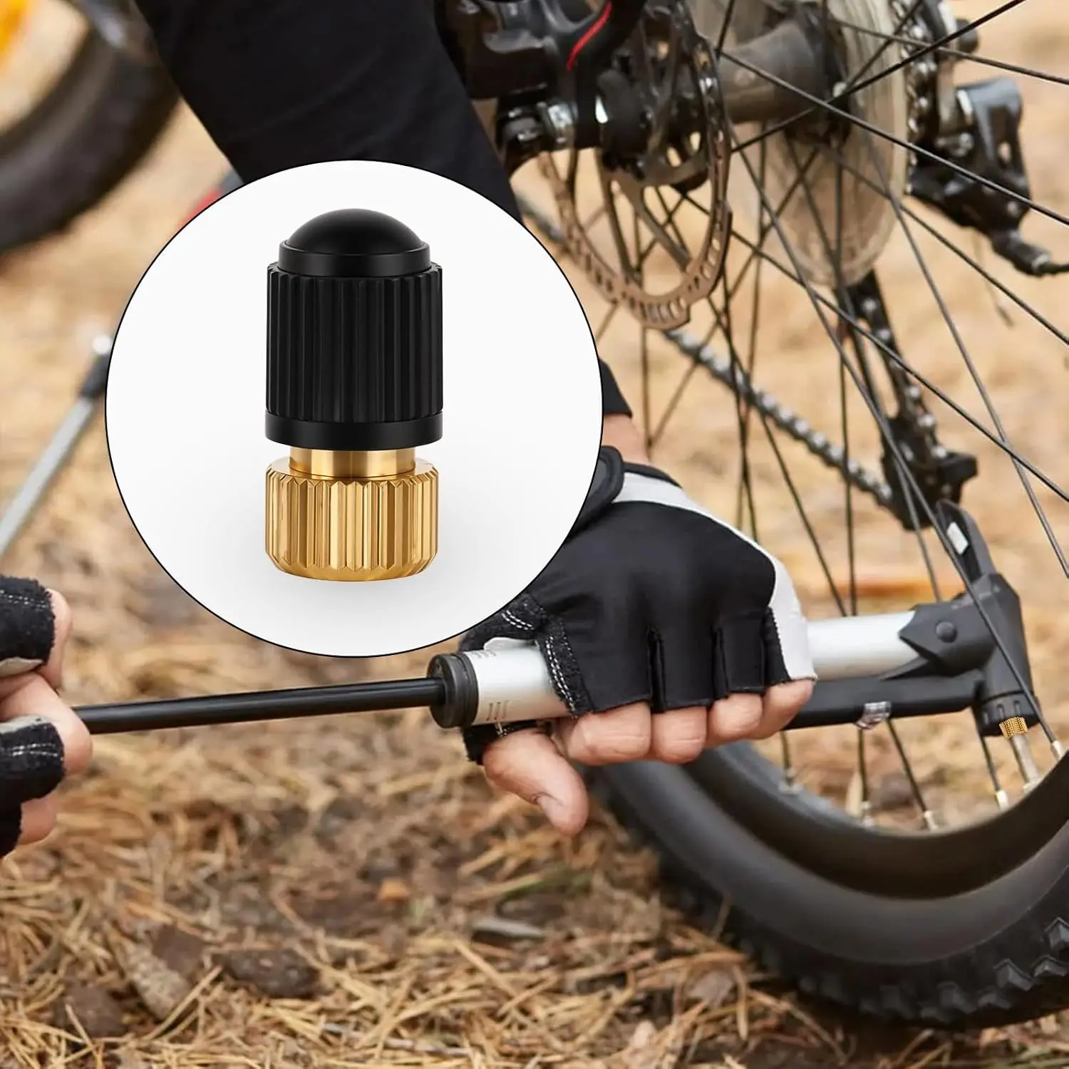 Brass Presta Valve Adaptor (Pack of 5 + 10 Caps) - Convert Presta to Schrader for All Types of Bikes, e-Bikes, and e-Scooters